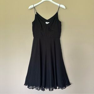 Loft Little Black Dress Women Size 2 Classic Pleated Spaghetti Strap Flowy Flare